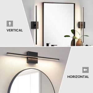 CCYCOL 24 inch Black Bathroom Light Led Vanity Light Over Mirror Dimmable